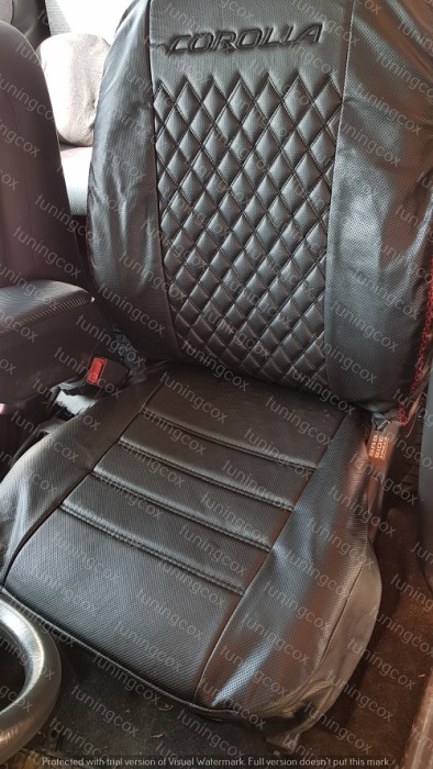 Huse scaune imitatie de piele perforata neagra [2]