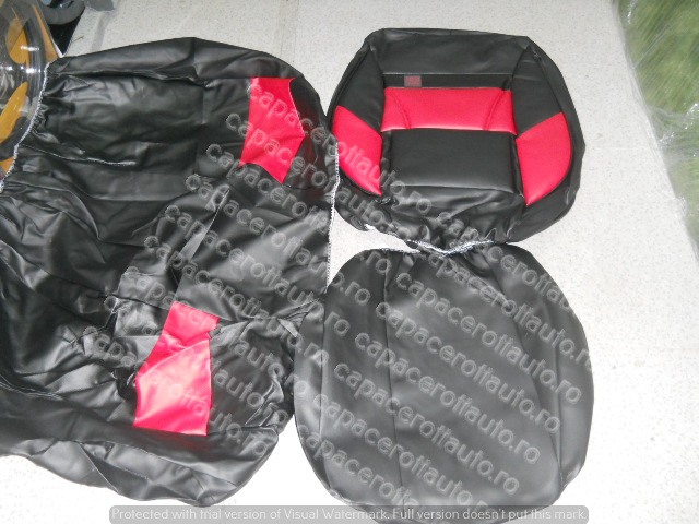Huse scaune imitatie piele negru+rosu [2]