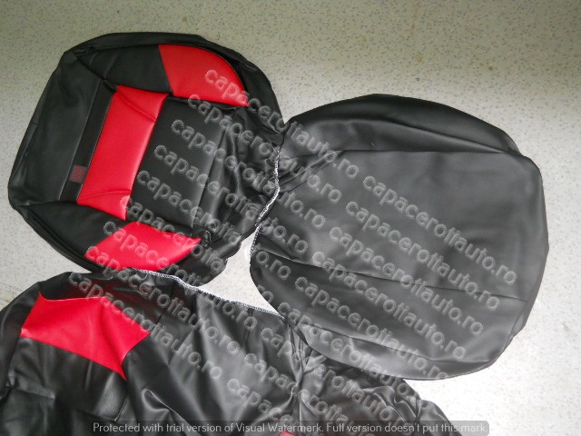 Huse scaune imitatie piele negru+rosu [3]
