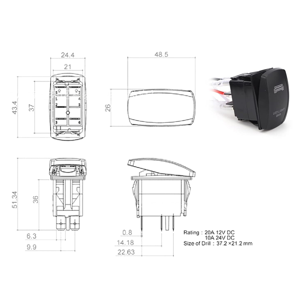 Kit Cablaj Proiector LED Bar 12V Releu 40A Buton LED [10]