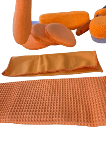 Kit Curățare Auto 9 Piese din Microfibră – Lavete, Mănușă, Perie Roți, Burete 2-în-1, Tampoane Polish [5]