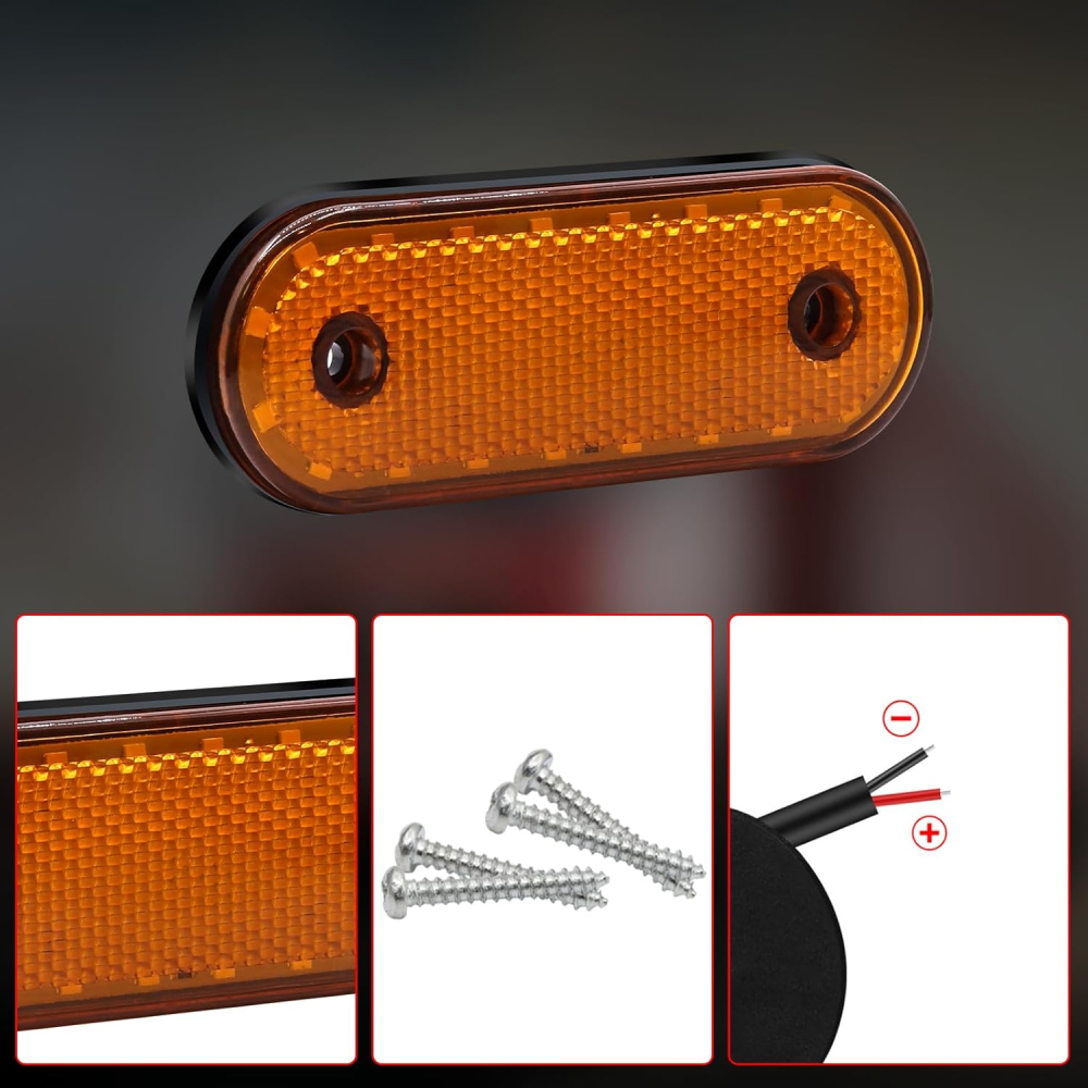 Lampă Gabarit LED Laterală 12V Portocalie 20 LED IP67 Camion Remorcă [7]