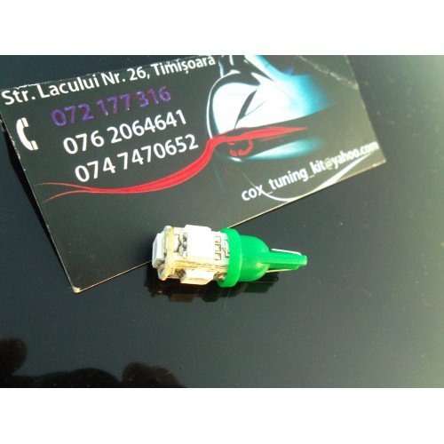 Led verde de pozitie cu 5 smd cu soclu t10 [2]