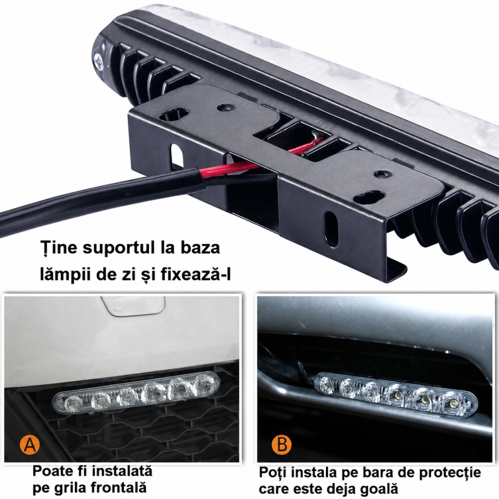 Set Lumini de Zi LED COB DRL 15.5cm 12V Alb Rece 6000K Universal [4]