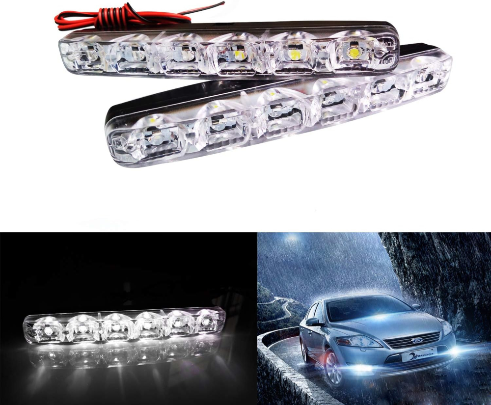 Set Lumini de Zi LED COB DRL 15.5cm 12V Alb Rece 6000K Universal [2]