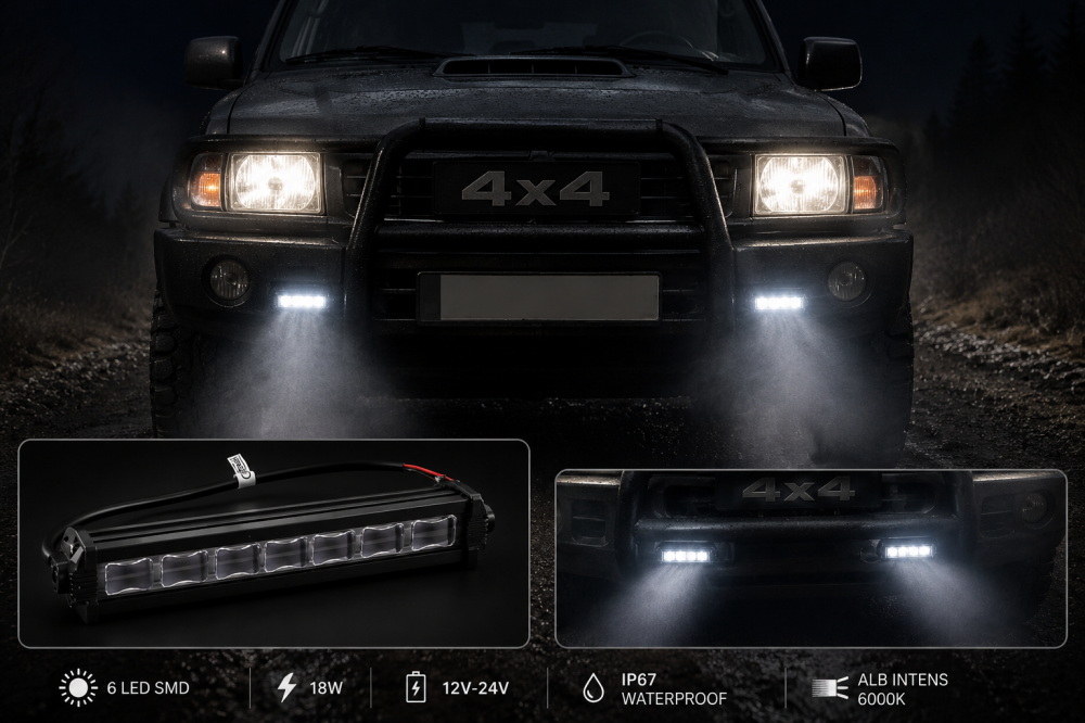 Proiector LED 18W 12V-24V, 6 LED, 6000K, IP67, 18 cm [6]