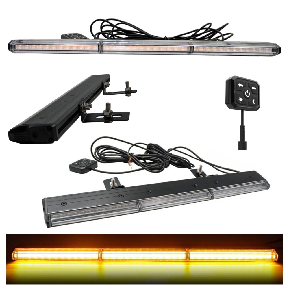 Proiector LED stroboscopic 12-24V, 15W, 47 cm, galben, cu telecomandă, super slim – IP65 [1]