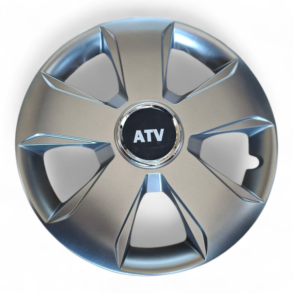 Set 4 Capace Roți 12” Gri Metalizat cu Logo ATV – Compatibile cu Jante de Tablă [3]