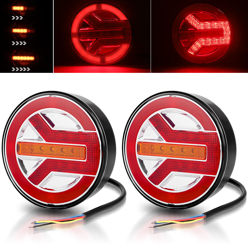 Stop LED Rotund 140mm 12V 24V Semnalizare Dinamică pentru Remorcă și Camion [3]