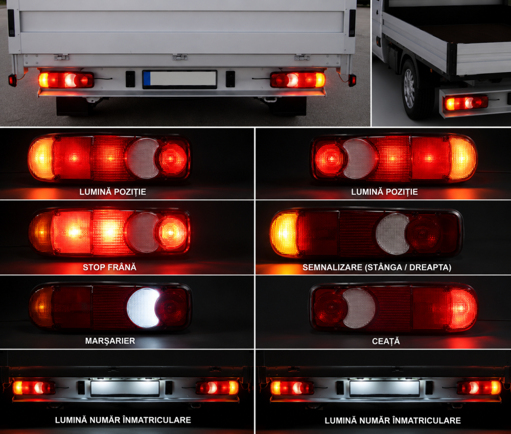 Stopuri Spate Fiat Ducato Stanga + Dreapta 12V/24V cu Cablaj si Becuri  Duba, Camper, Platforma, Autorulota [2]