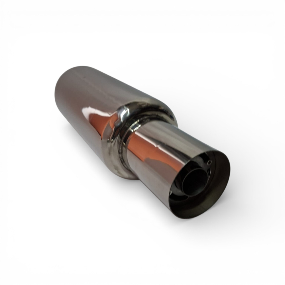 Tobă inox sport cu ornament rotund la capăt, 45 cm, intrare 5,9 cm, ieșire 8,9CM [4]