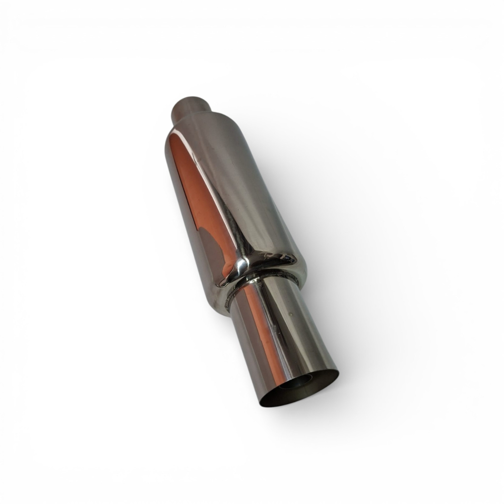 Tobă inox sport cu ornament rotund la capăt, 45 cm, intrare 5,9 cm, ieșire 8,9CM [3]