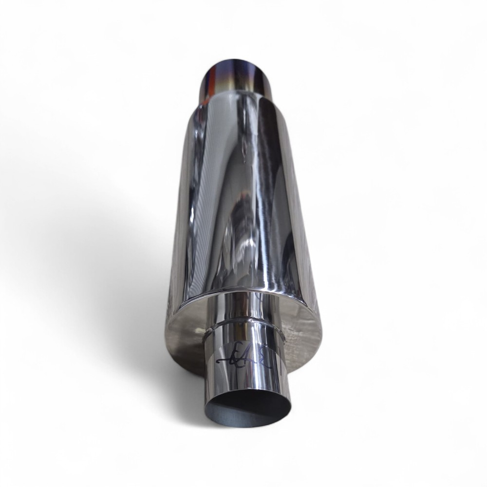 Tobă inox sport cu ornament rotund ars la capăt, 48 cm, intrare 6.2 cm, ieșire 10.2 cm, cod 13a [3]