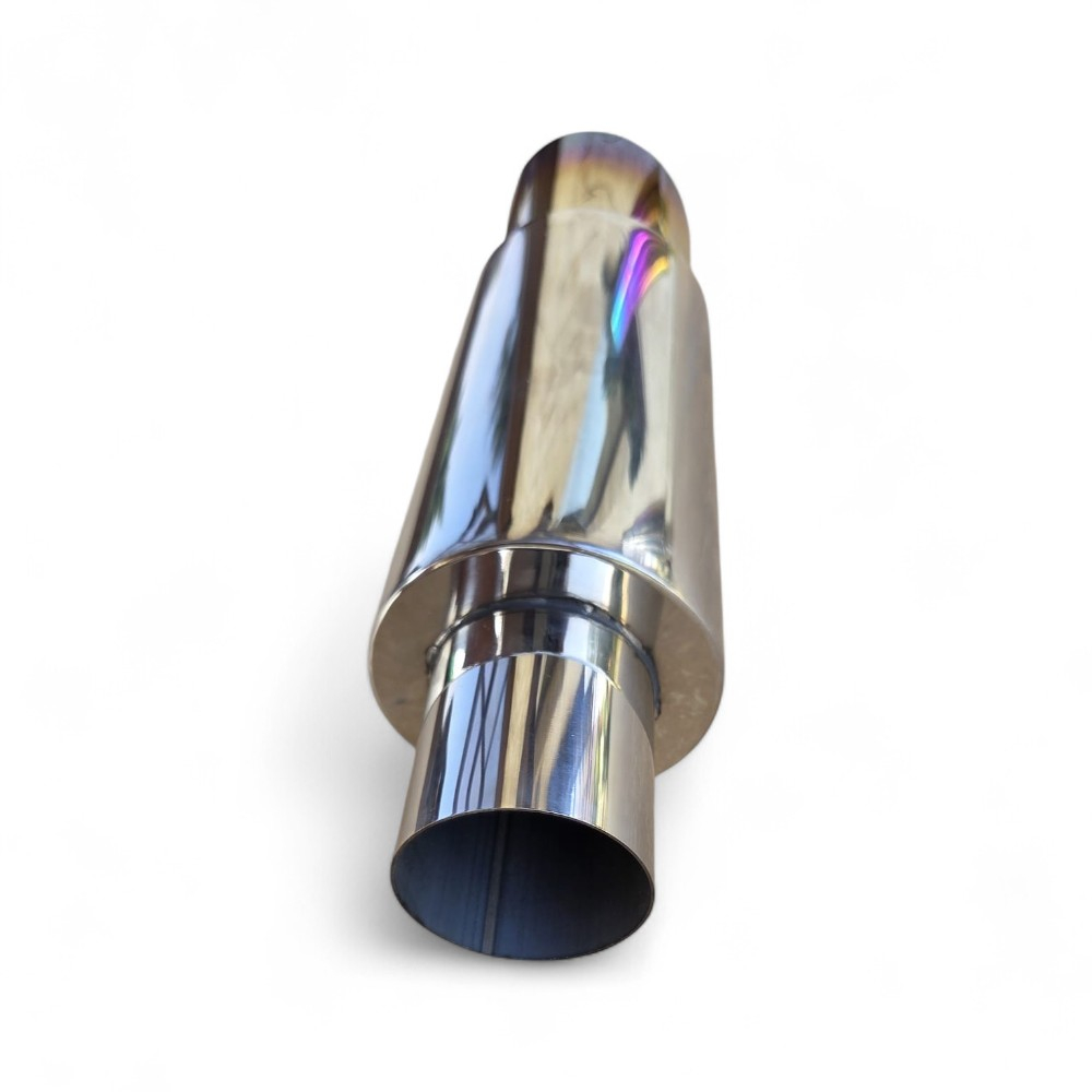 Tobă inox sport cu ornament rotund ars la capăt, 38 cm, intrare 5,9 cm, ieșire 8,9CM [3]