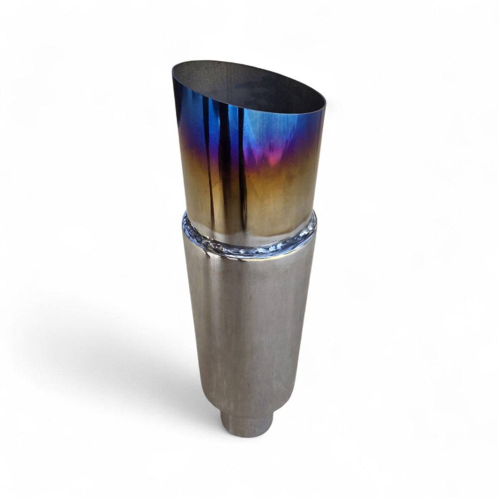 Tobă inox sport cu ornament rotund ars la capăt, 38 cm, intrare 5,9 cm, ieșire 8,9CM [2]