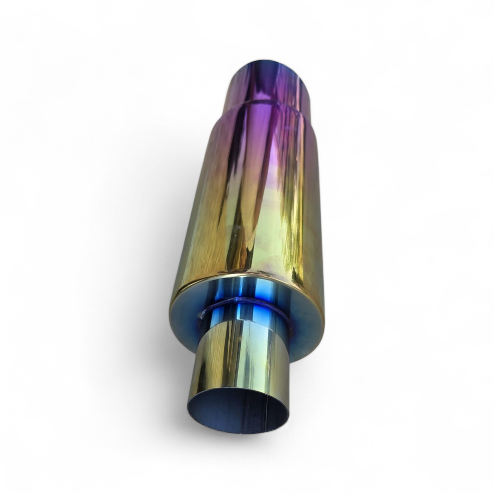 Tobă inox sport cu ornament rotund ars la capăt, 38 cm, intrare 5,5 cm, ieșire 8,9CM [3]