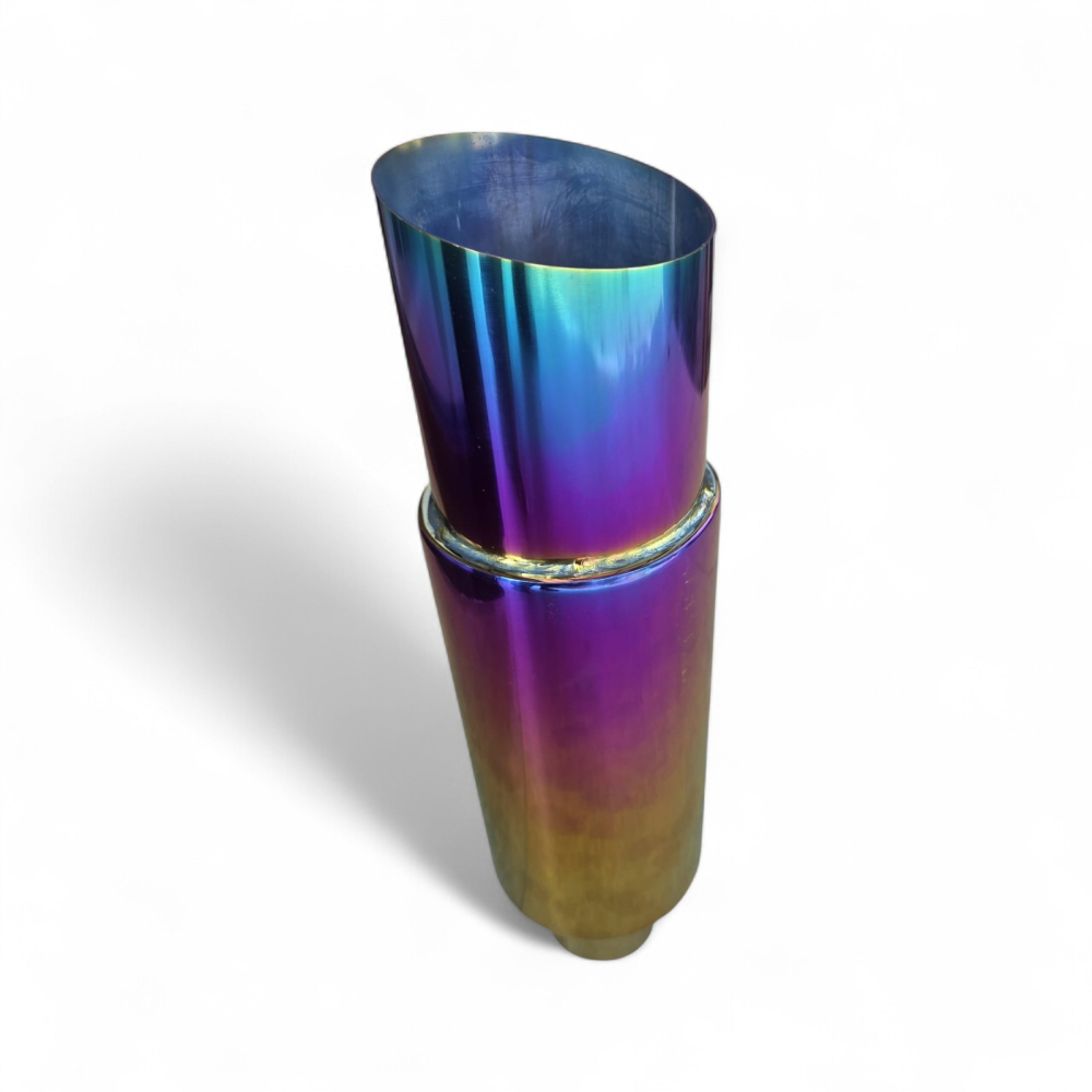 Tobă inox sport cu ornament rotund ars la capăt, 38 cm, intrare 5,5 cm, ieșire 8,9CM [2]