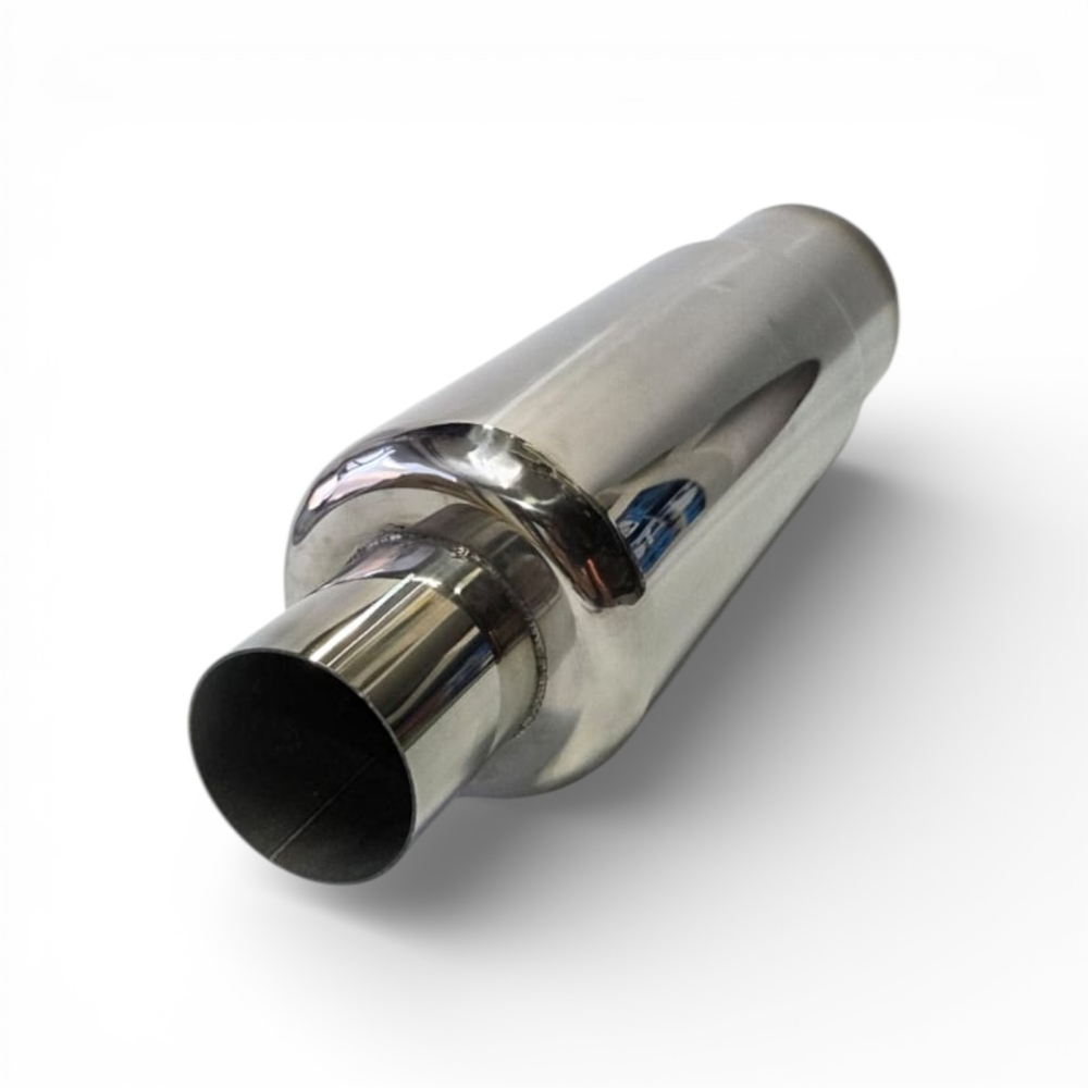 Tobă inox sport cu ornament rotund ars la capăt, 38 cm, intrare 5,9 cm, ieșire 8,9CM [6]