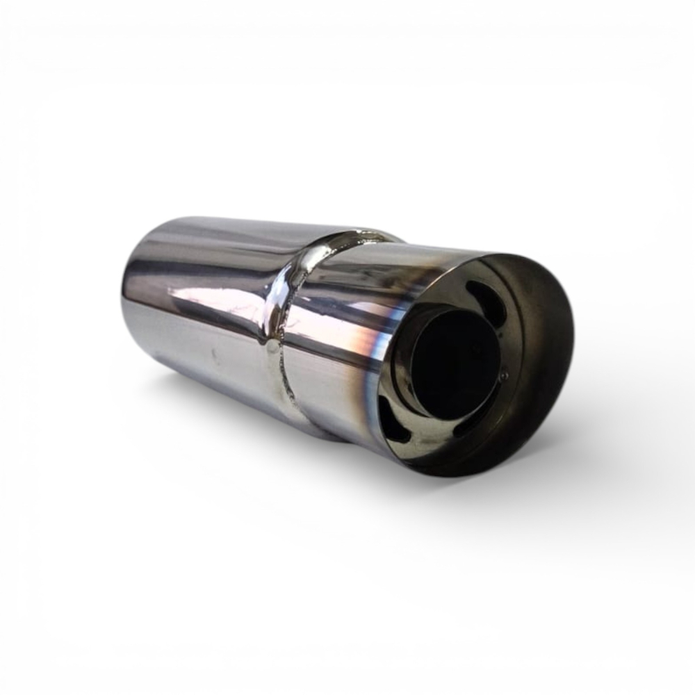 Tobă inox sport cu ornament rotund ars la capăt, 38 cm, intrare 5,9 cm, ieșire 8,9CM [5]