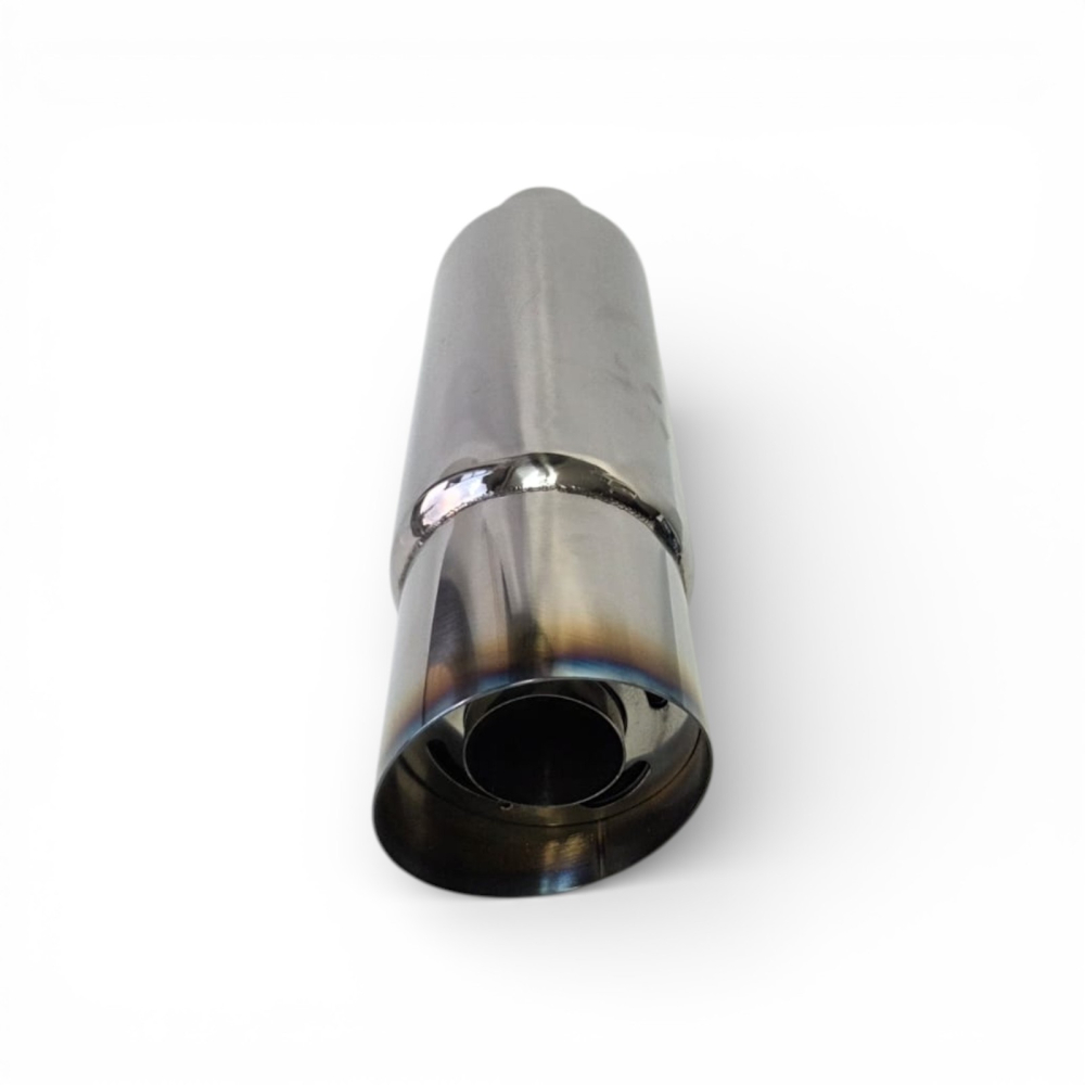 Tobă inox sport cu ornament rotund ars la capăt, 38 cm, intrare 5,9 cm, ieșire 8,9CM [8]