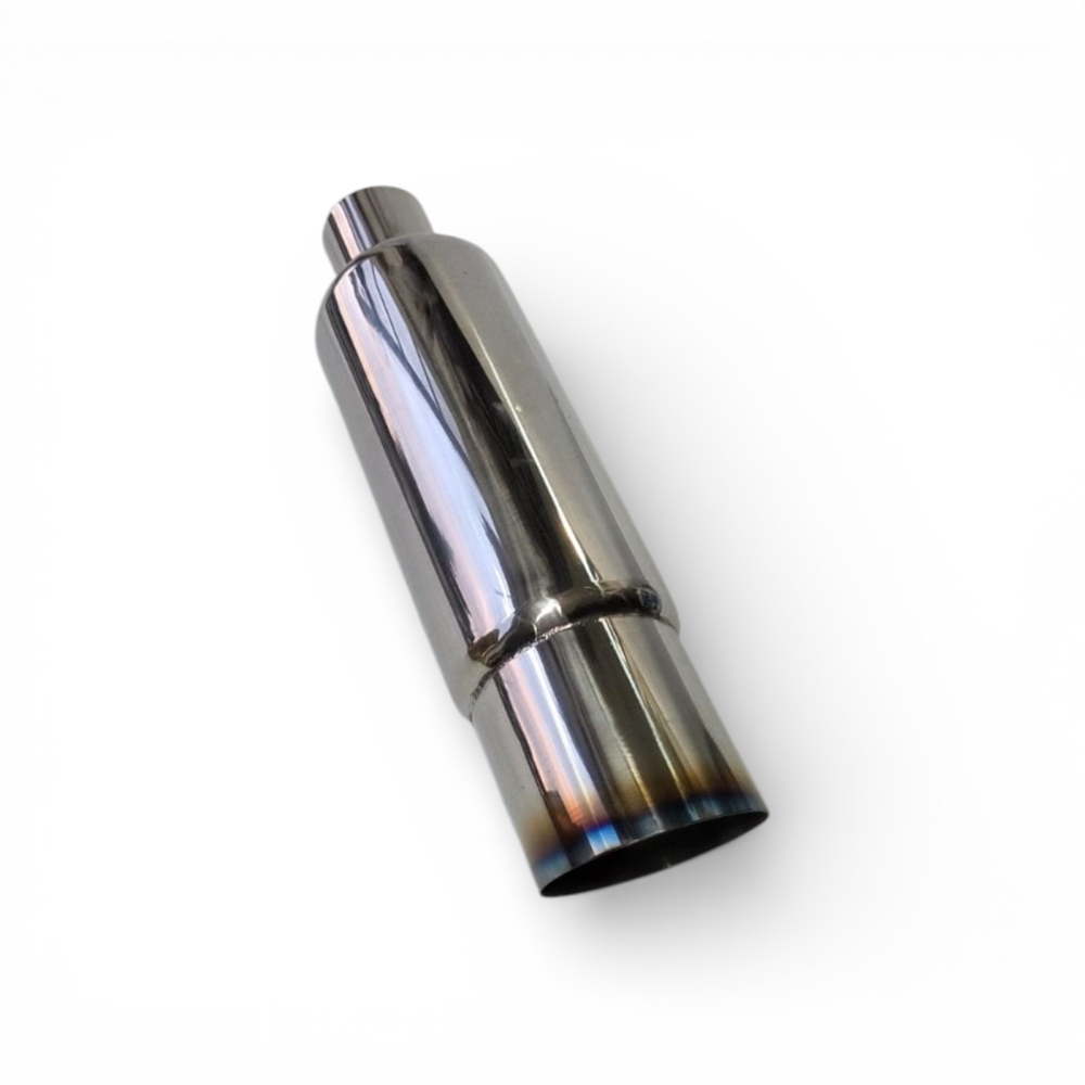 Tobă inox sport cu ornament rotund ars la capăt, 38 cm, intrare 5,9 cm, ieșire 8,9CM [2]