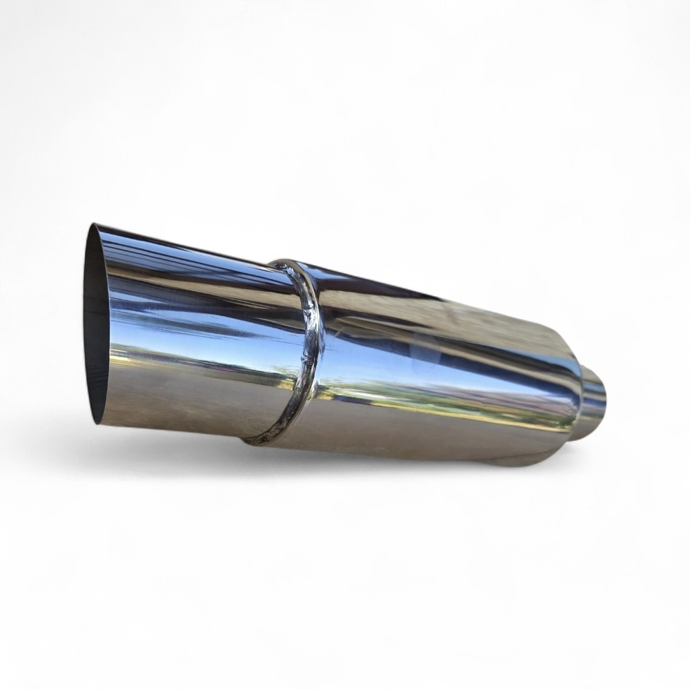 Tobă inox sport cu ornament rotund la capăt, 38 cm, intrare 5,9 cm, ieșire 8,9CM [4]