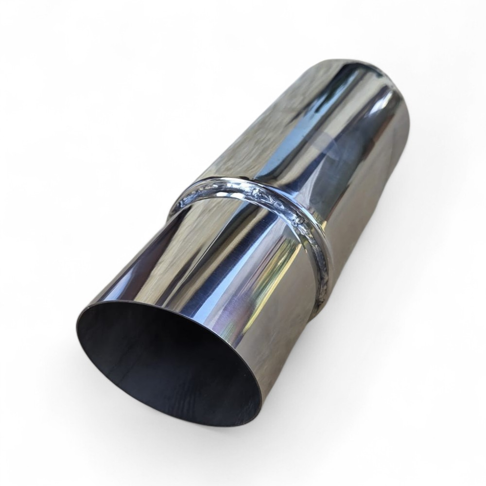 Tobă inox sport cu ornament rotund la capăt, 38 cm, intrare 5,9 cm, ieșire 8,9CM [2]