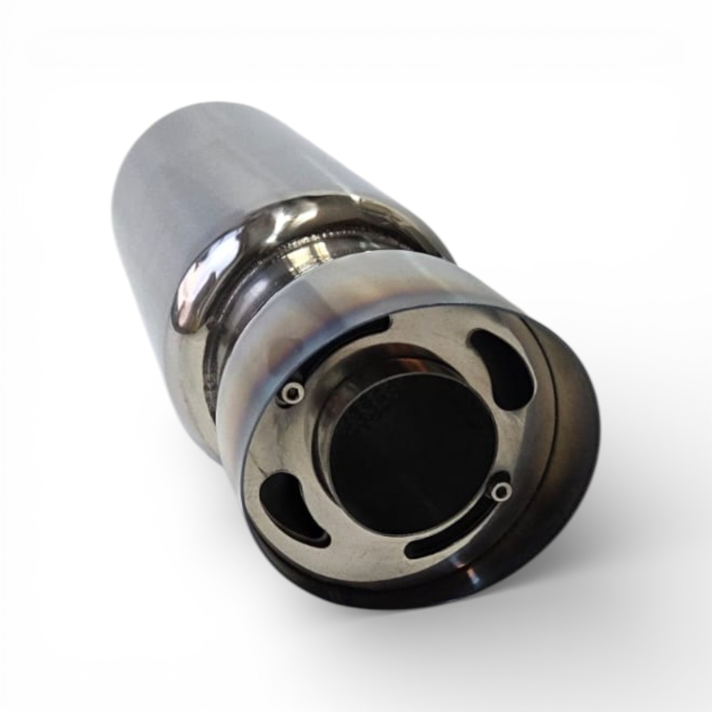 Tobă inox sport cu ornament rotund ars la capăt, 45 cm, intrare 5,9 cm, ieșire 8,9CM [7]