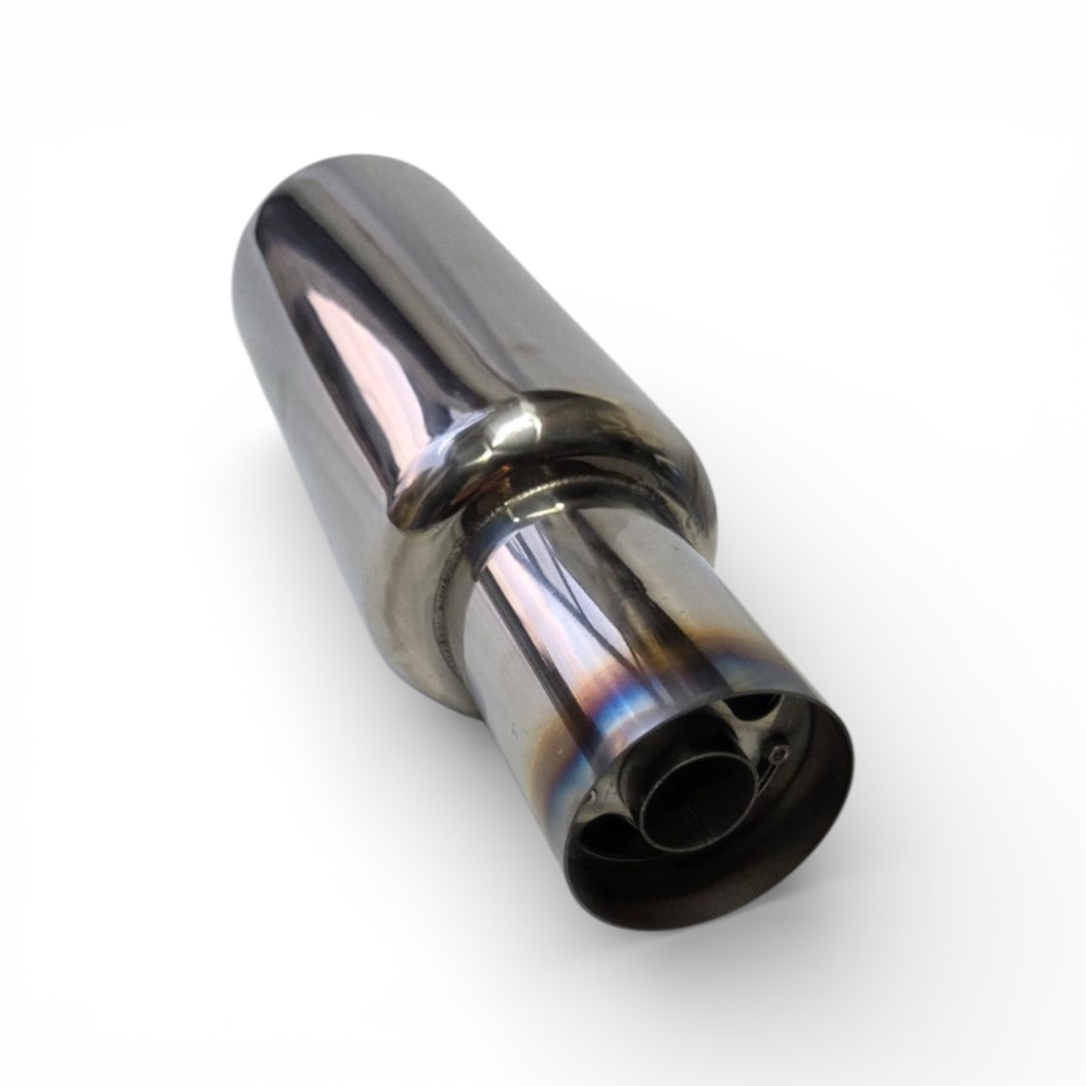 Tobă inox sport cu ornament rotund ars la capăt, 45 cm, intrare 5,9 cm, ieșire 8,9CM [3]