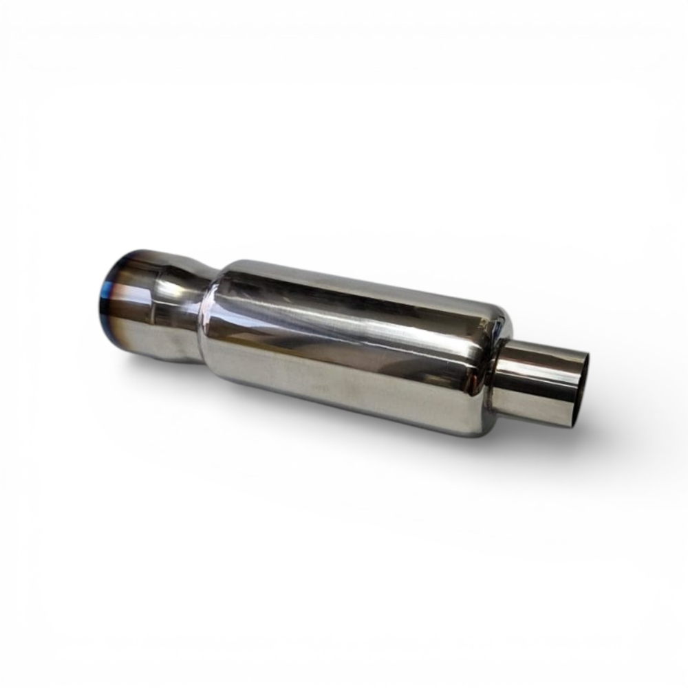 Tobă inox sport cu ornament rotund ars la capăt, 45 cm, intrare 5,9 cm, ieșire 8,9CM [9]