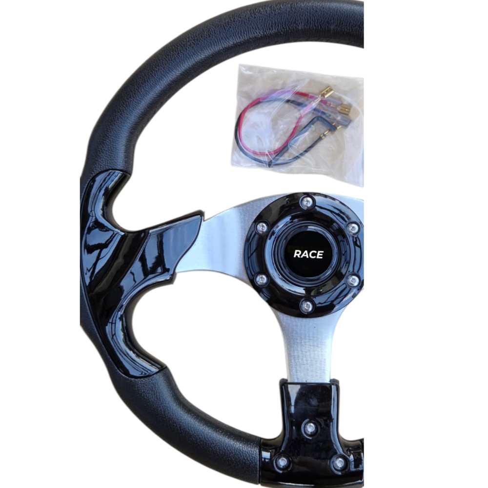 Volan sport negru cu gri, universal, 33 cm [2]