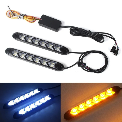 Bandă LED DRL cu semnalizare galbenă secvențială pentru faruri auto
