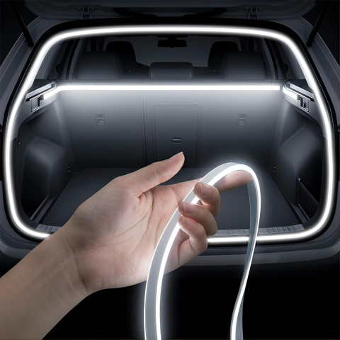 Leduri - Banda LED portbagaj auto flexibila 4,2M, alimentare bricheta 12V, lumina alb rece