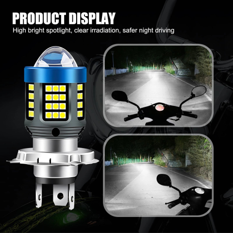Bec LED H4 Moto ATV cu Lupă 30W 1800LM 6500K 12V Plug & Play [4]