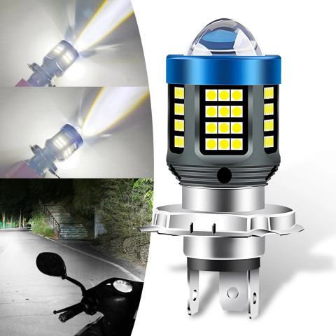 Becuri - Bec LED H4 Moto ATV cu Lupă 30W 1800LM 6500K 12V Plug & Play
