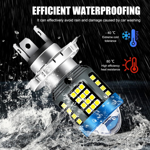 Bec LED H4 Moto ATV cu Lupă 30W 1800LM 6500K 12V Plug & Play [7]