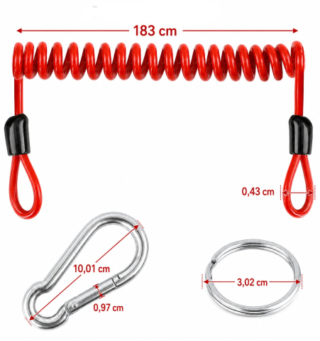 Cablu de siguranță spiralat remorcă rulotă cu carabină 1.2 m [2]