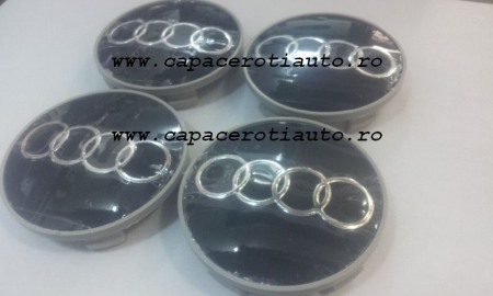 Capace janta aliaj - Capace janta Audi negre cu cerculet cromat