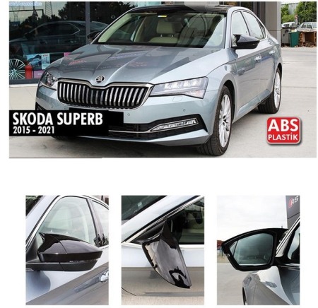 Capace oglinzi Batman style Skoda Superb 2015-2021 negru lucios [1]