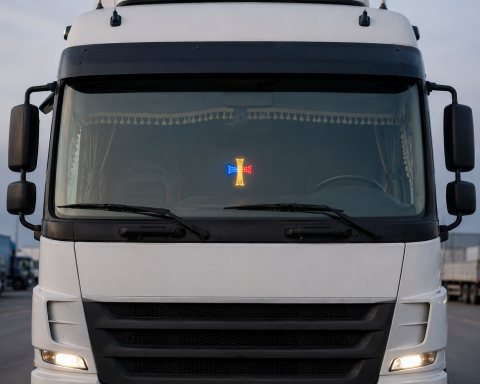 Cruce LED Tricolor România 84 LED, 12V-24V, USB, 25x20 cm [2]