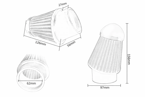 Filtru Aer Sport 45° Universal – Debit Mare, 60-62mm, pentru Moto, ATV și Scutere [1]