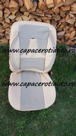 Huse auto din material textil de culoare gri cu crem [2]