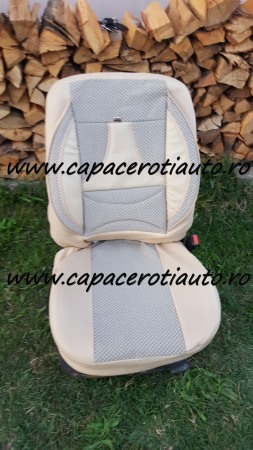 Huse auto din material textil de culoare gri cu crem [1]
