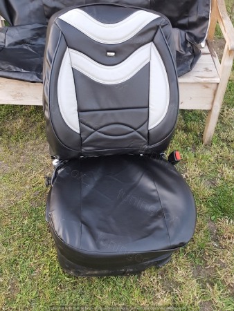Huse Scaune Auto - Huse scaune auto din imitatie de piele negru cu gri