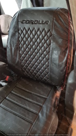 Huse scaune imitatie de piele perforata neagra [0]
