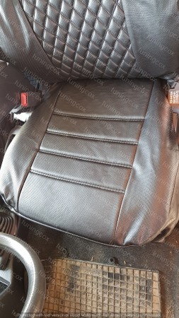 Huse scaune imitatie de piele perforata neagra [3]