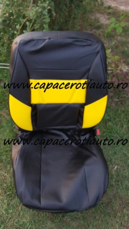 Huse Scaune Auto - Huse scaune imitatie piele negru cu galben