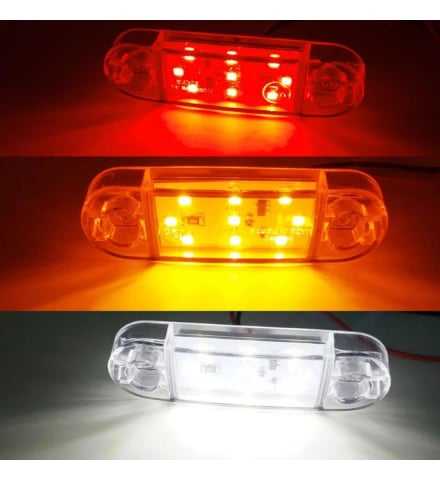 Leduri - Lampă gabarit LED ,9 LED-uri 12–30V Galbenă / Roșie / Albă – Camion, Remorcă, Utilaje