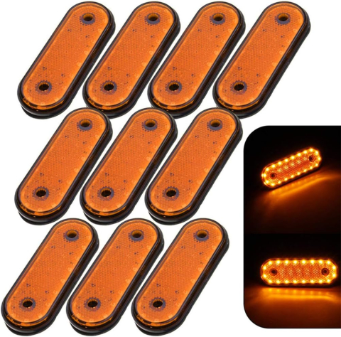 Lampă Gabarit LED Laterală 12V Portocalie 20 LED IP67 Camion Remorcă [2]