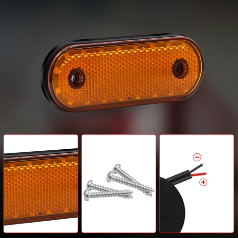 Lampă Gabarit LED Laterală 12V Portocalie 20 LED IP67 Camion Remorcă [6]